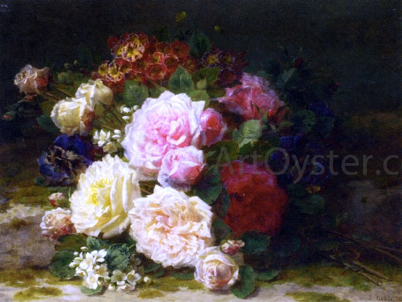  Jean Baptiste Robie Still LIfe of Roses - Canvas Art Print