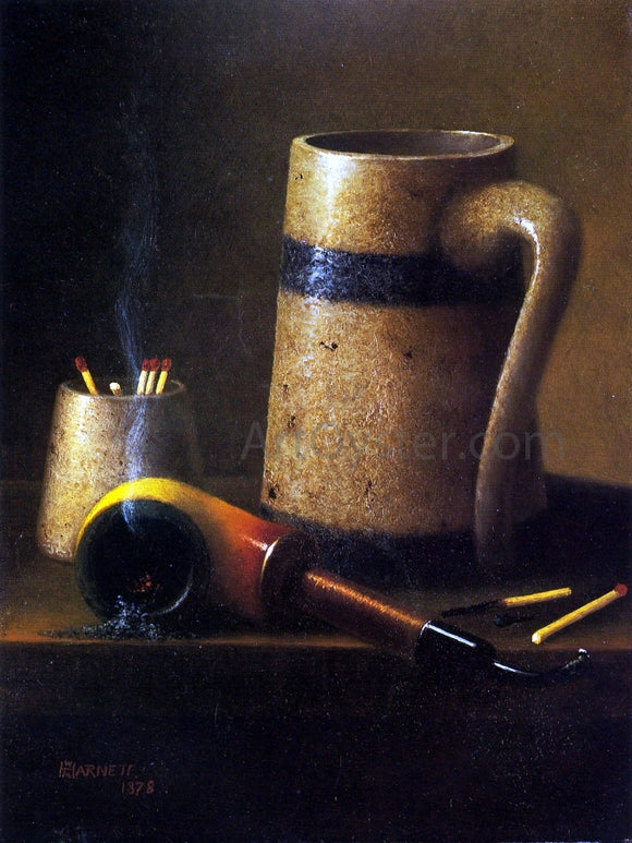  William Michael Harnett Still Life, Pipe and Mug - Canvas Art Print