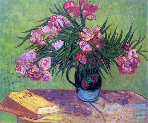  Vincent Van Gogh Still Life: Vase with Oleanders and Books - Canvas Art Print