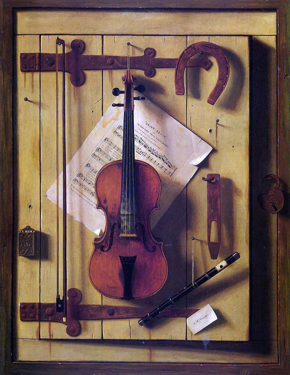  William Michael Harnett Still Life: Violin and Music (also known as Music Literature) - Canvas Art Print
