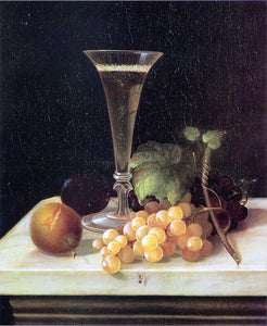  Morston Ream Still Life Wine Glass and Fruit - Canvas Art Print