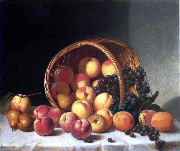  John F Francis Still Life with a Basket of Fruit - Canvas Art Print