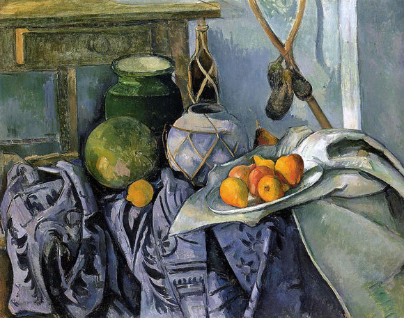  Paul Cezanne Still Life with a Ginger Jar and Eggplants - Canvas Art Print