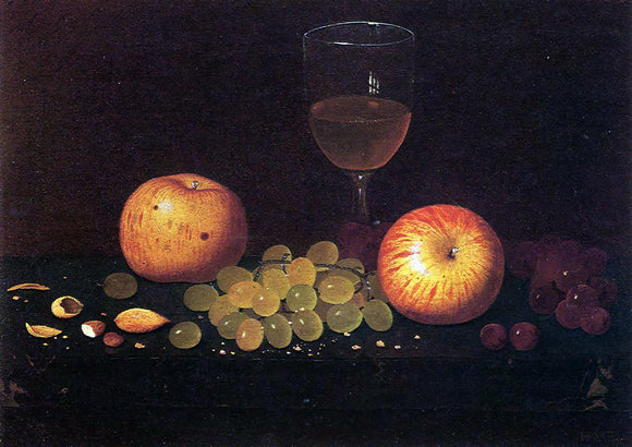  William Michael Harnett Still Life with Apples, Grapes and Almonds - Canvas Art Print