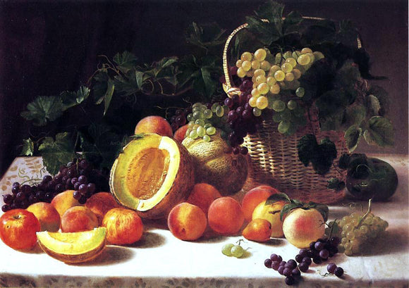  George Hetzel Still Life with Basket of Grapes - Canvas Art Print