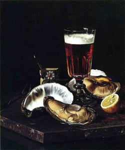  Andrew H. Way Still Life with Beer and Oysters - Canvas Art Print