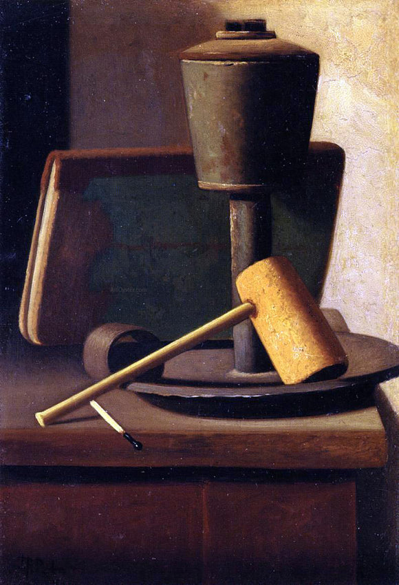  John Frederick Peto Still Life with Book, Lamp, Pipe and Match - Canvas Art Print