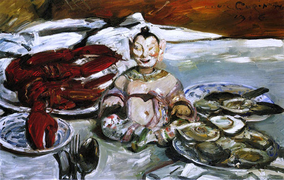  Lovis Corinth Still Life with Buddha, Lobsters and Oysters - Canvas Art Print
