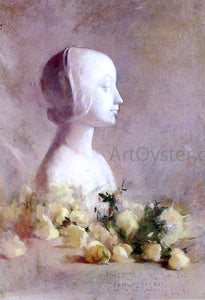  Emil Carlsen Still Life with Bust and White Roses - Canvas Art Print