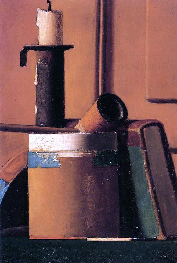  John Frederick Peto Still Life with Candlestick, Pipe and Book - Canvas Art Print