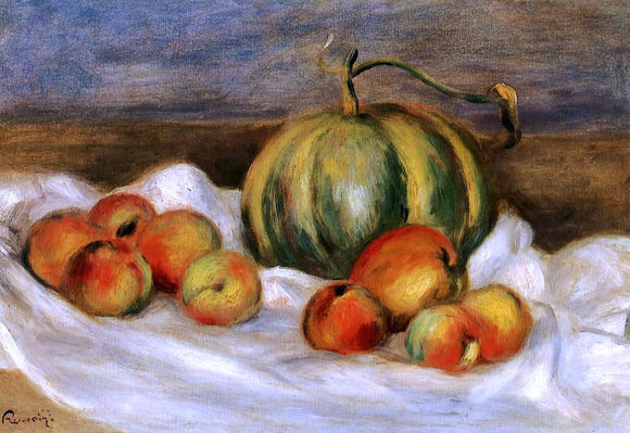  Pierre Auguste Renoir Still Life with Cantalope and Peaches - Canvas Art Print