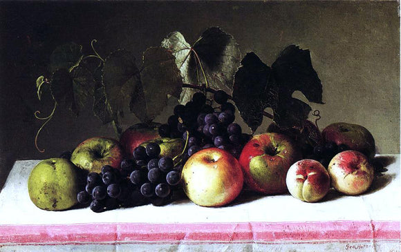  George Hetzel Still Life with Concord Grapes and Apples - Canvas Art Print