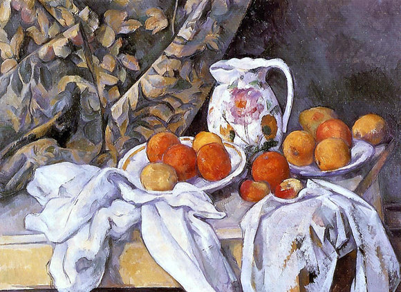  Paul Cezanne Still Life with Curtain and Flowered Pitcher - Canvas Art Print
