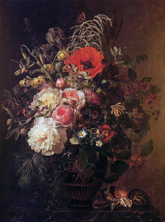  Johan Laurentz Jensen Still Life with Flowers in a Greek Vase - Canvas Art Print