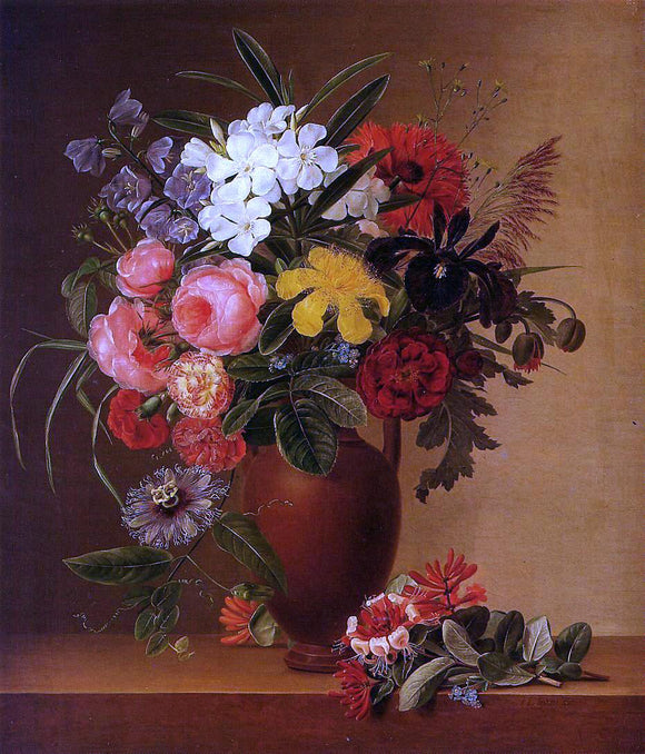  Johan Laurentz Jensen Still Life with Flowers in an Earthenware Vase - Canvas Art Print