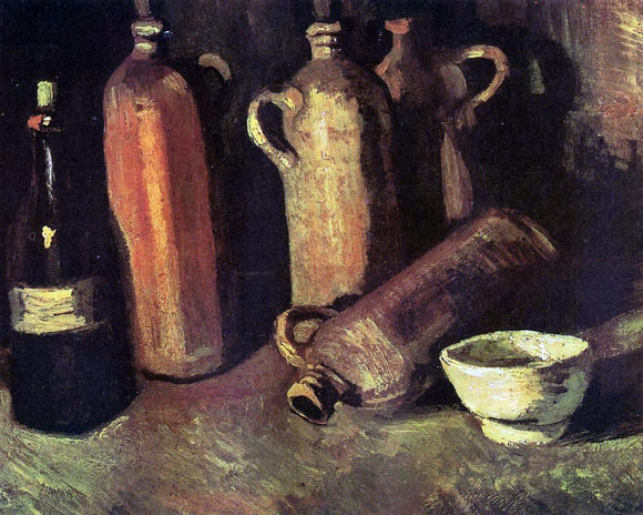  Vincent Van Gogh Still Life with Four Stone Bottles, Flask and White Cup - Canvas Art Print