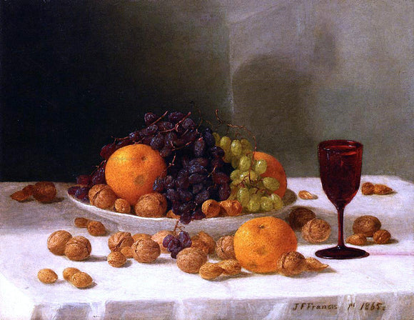  John F Francis Still Life with Fruit and Nuts - Canvas Art Print