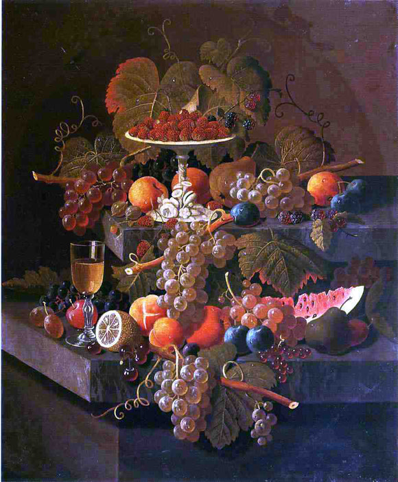  Severin Roesen Still Life with Grapes and Fruit - Canvas Art Print