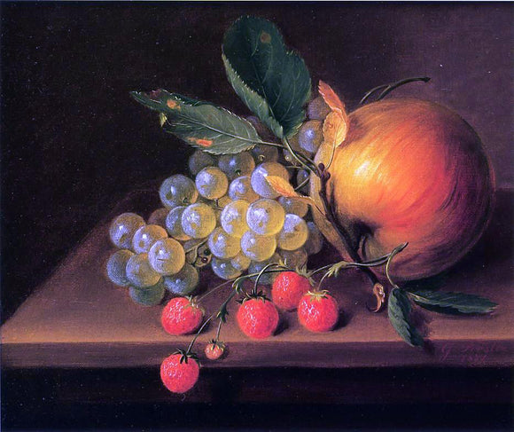  George Forster Still Life with Grapes, Apple and Strawberries - Canvas Art Print
