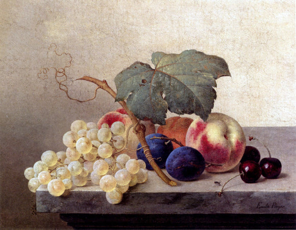  Emilie Preyer Still Life With Grapes, Peaches, Plums And Cherries - Canvas Art Print