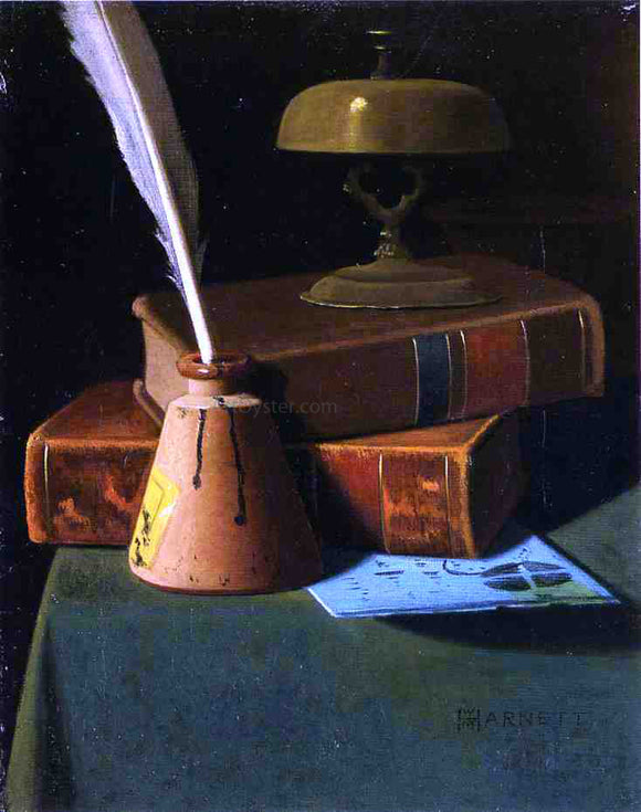  John Frederick Peto Still Life with Inkwell, Quill and Books - Canvas Art Print