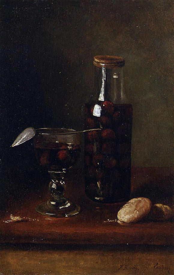  Francois Bonvin Still Life with Jar of Cherries - Canvas Art Print