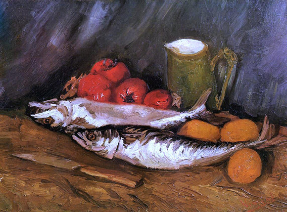  Vincent Van Gogh Still Life with Mackerels, Lemons and Tomatoes - Canvas Art Print