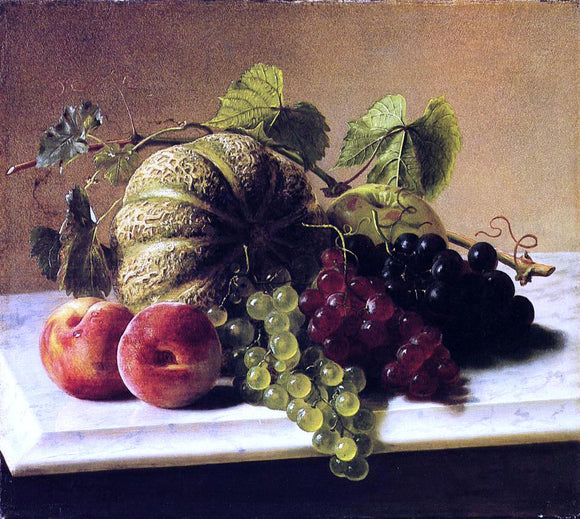  George Hetzel Still Life with Melons, Grapes - Canvas Art Print