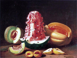  Edward Edmondson Still Life with Melons, Pear and Peach - Canvas Art Print