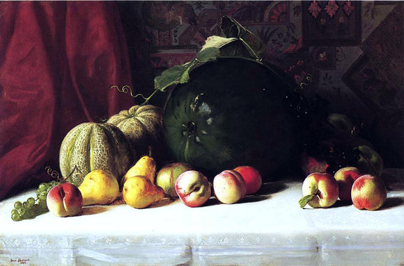  George Hetzel Still Life with Melons, Pears and Apples - Canvas Art Print