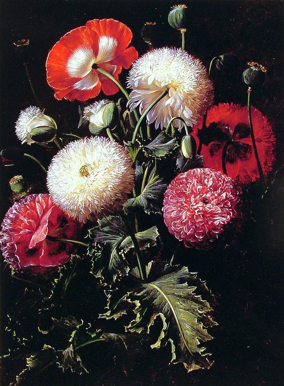  Johan Laurentz Jensen Still Life with Pink, Red and White Poppies - Canvas Art Print