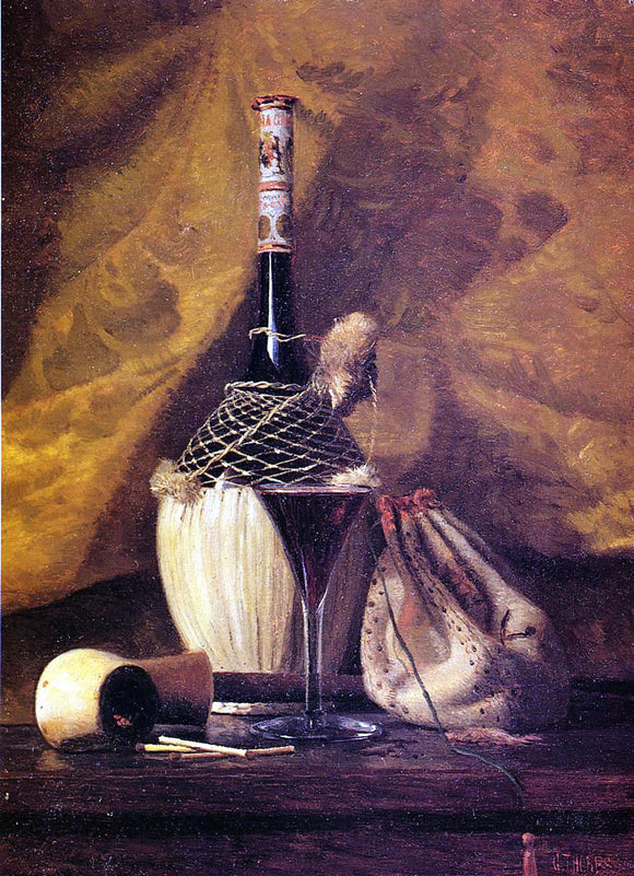  George Thompson Hobbs Still Life with Pipe and Bottle - Canvas Art Print