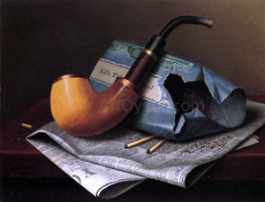  William Michael Harnett Still Life with Pipe, Newspaper and Tobacco Pouch - Canvas Art Print