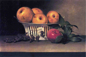  Raphaelle Peale Still Life with Raisins, Yellow and Red Apples in Porcelain Basket - Canvas Art Print