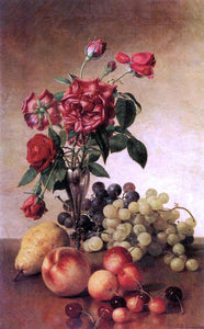  Robert Spear Dunning Still Life with Roses and Fruit - Canvas Art Print