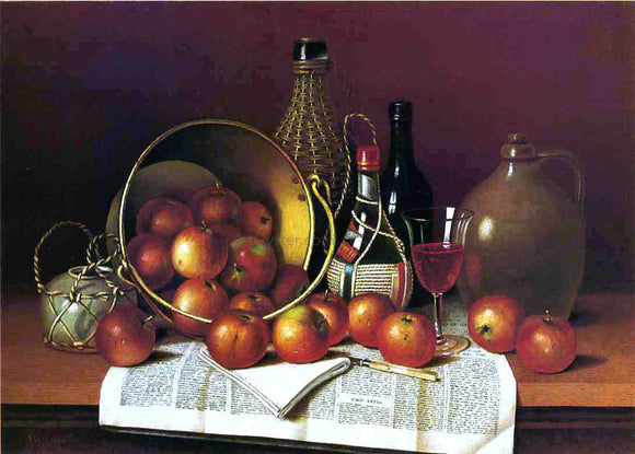  Thomas H Hope Still Life with Wine and Apples - Canvas Art Print
