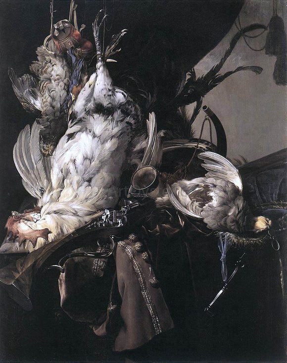  Willem Van Aelst Still-Life of Dead Birds and Hunting Weapons - Canvas Art Print