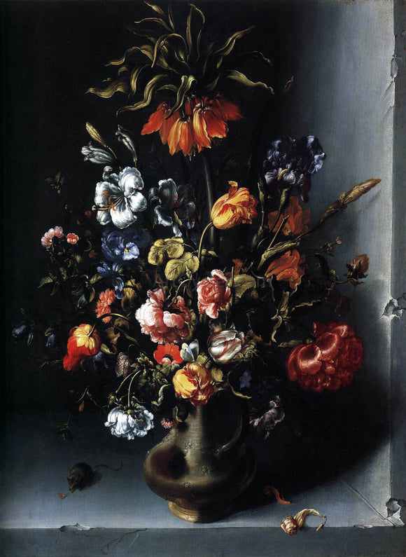  Jacob Woutersz Vosmaer Still-Life of Flowers with a Fritillary in a Stone Niche - Canvas Art Print