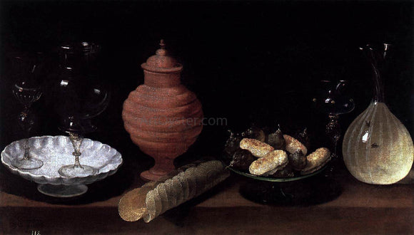  Juan Van der Hamen Still-Life of Glass, Pottery, and Sweets - Canvas Art Print