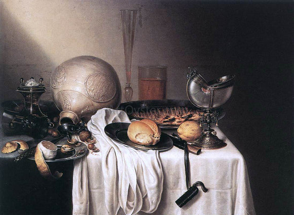  Maerten Boelema De Stomme Still-Life with a Bearded Man Crock and a Nautilus Shell Cup - Canvas Art Print