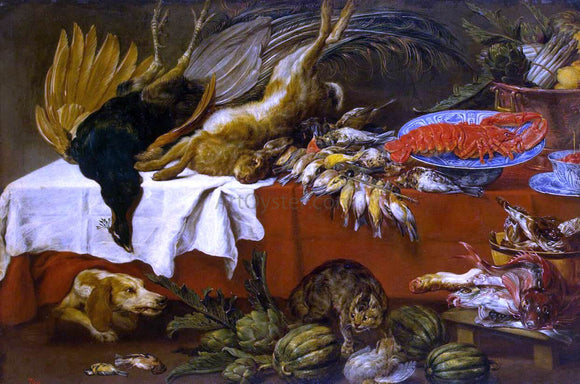  Paul De Vos Still-Life with Dead Game and Lobster - Canvas Art Print