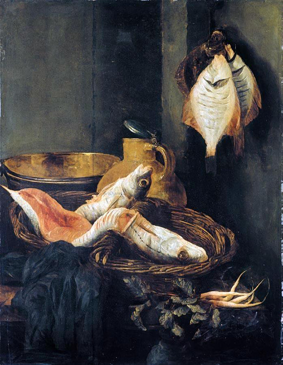  Abraham Van Beyeren Still-Life with Fish in Basket - Canvas Art Print