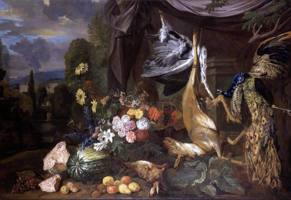 Pieter Andreas Rysbrack Still-Life with Flowers and Fowl - Canvas Art Print