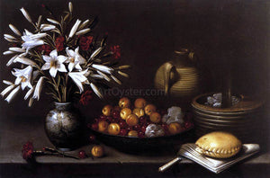  Francisco Barrera Still-Life with Flowers and Fruit - Canvas Art Print