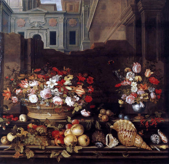  Balthasar Van der Ast Still-Life with Flowers, Fruit, and Shells - Canvas Art Print