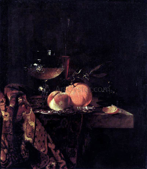  Willem Kalf Still-Life with Glass Goblet and Fruit - Canvas Art Print