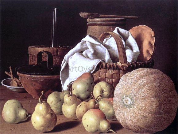  Luis Melendez Still-Life with Melon and Pears - Canvas Art Print