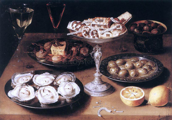 Osias Beert Still-Life with Oysters and Pastries - Canvas Art Print