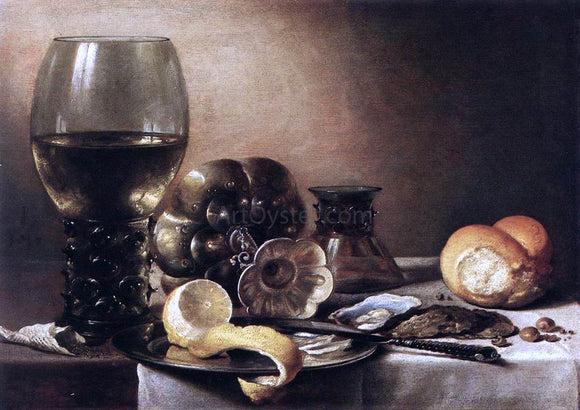  Pieter Claesz Still-Life with Oysters - Canvas Art Print