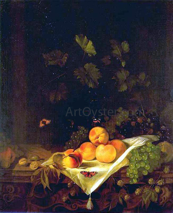  Abraham Van Calraet Still-life with Peaches and Grapes - Canvas Art Print